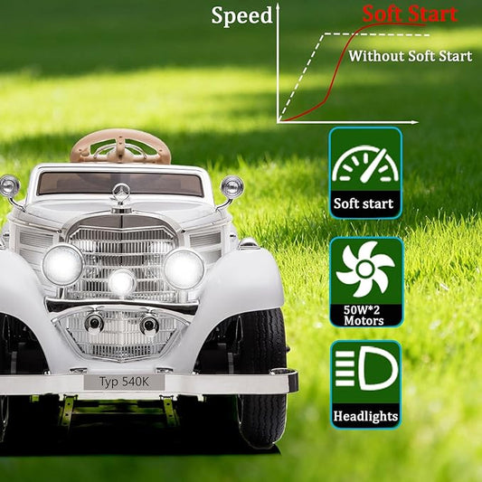 Electric Car for Kids, 12V Ride on Toys Licensed Mercedes Benz, Power Vehicles Wheels Parent-Child Max Load 220Ibs with Parent Remote LED Headlights