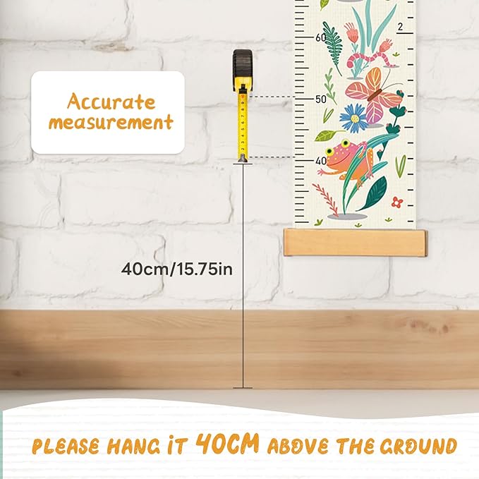 Woodemon Personalized Name Growth Chart for Wall, Flower Birds Canvas Height Chart for Kids Baby Child Toddler Boys Girls, Canvas&Wood Growth Chart for Wall Room Nursery Decor,Easy Care