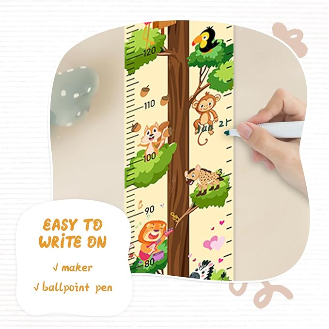 Woodemon Personalized Name Growth Chart for Wall, Painted Tree Animals Canvas Height Chart for Kids Baby Child Toddler, Canvas Growth Chart for Wall Nursery Decor, Hangable & Waterproof