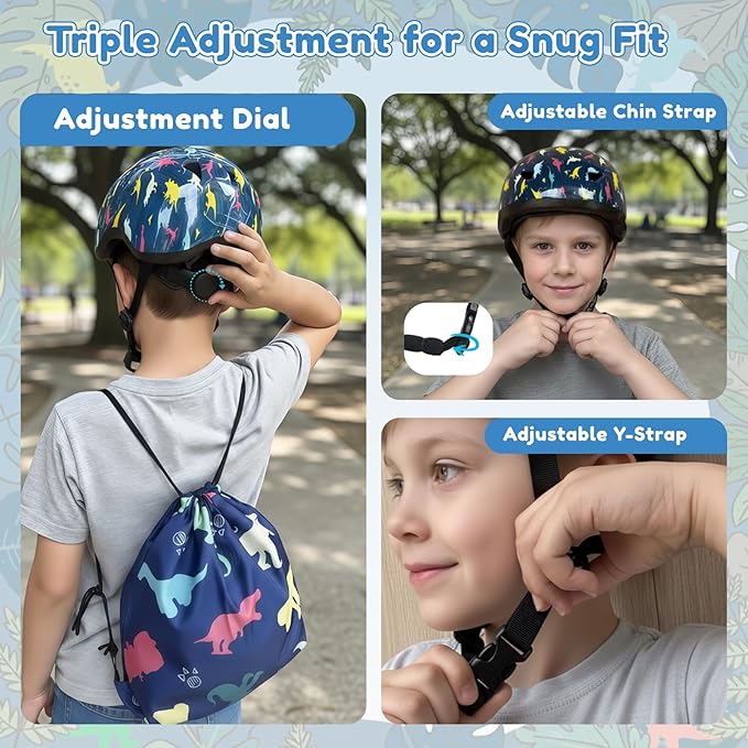Toddler Bike Helmet with Gloves and Backpack Set, 3 Sizes for Baby Infant to Kids Ages 1-3 3-5 5-8+, Adjustable Boys Girls Bike Helmet for Bicycle/Scooter/Skateboard/Roller Skate