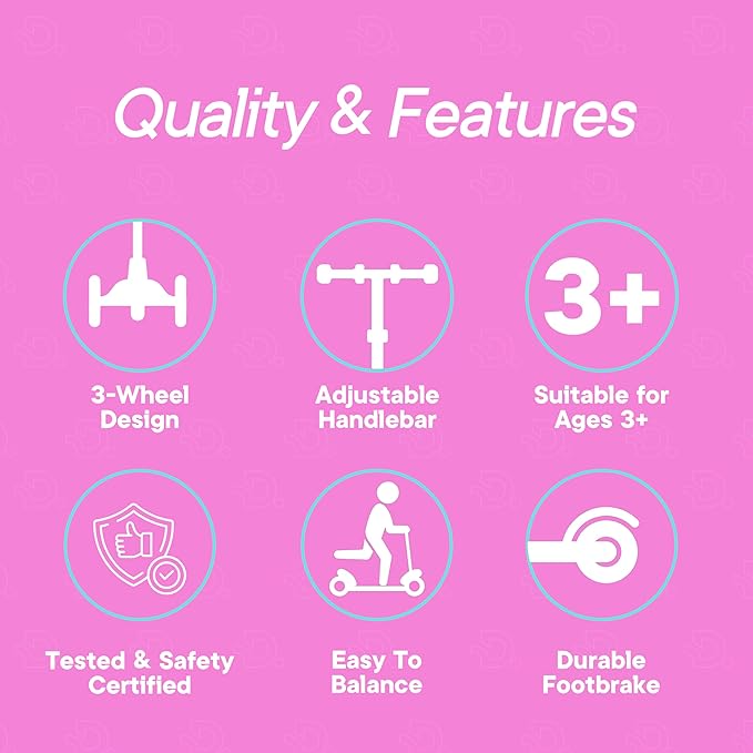 Candy 3 Wheel Scooter with Seat for Kids, Light-Up Wheels, Adjustable Lean to Steer Handlebar and Seat, Smooth Wheels, Wide No-Slip Deck, Rear Foot Brake, Toddler Outdoor Toys for Ages 2+