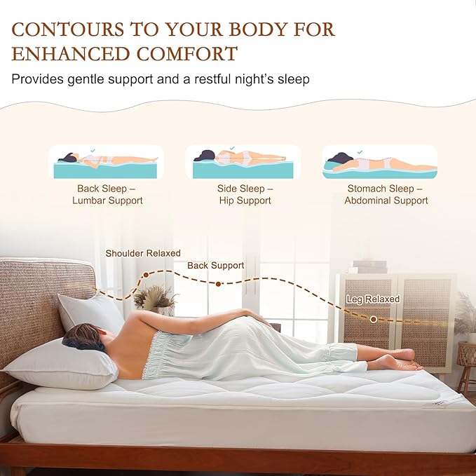 YOUR MOON Natural Wool Mattress Pad Twin XL – 500GSM Organic Australian Wool Mattress Topper, Quilted Fitted Mattress Bed Cover with 16" Deep Pocket, Hypoallergenic Cotton Cover (White)