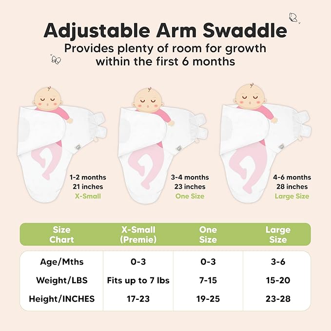 KeaBabies 3-Pack Organic Baby Swaddle Sleep Sacks - Swaddles for Newborns, Infant 3-6 Months, Baby Girls, Boys, Soft & Snug Newborn Sleep Sack, Nursery Swaddling Blankets (Cloud, L)