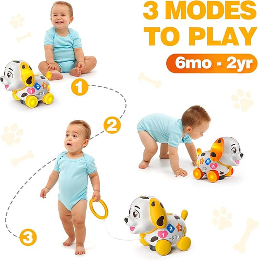 Musical Puppy Toys for 1 Year Old Girl Boy Gift, Crawling and Walking Baby Toy 6-9-12-18 Month, Birthday Gift for 1 Year Old Girl Boy, Bilingual Present for 7 8 10 Month Infant (Yellow)
