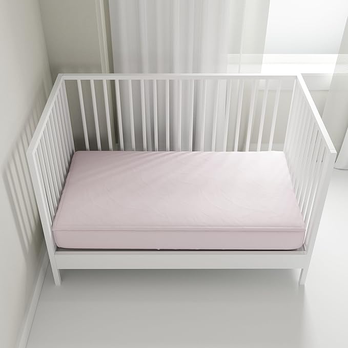 QuickZip Crib Extra Zip-On Sheet (SecureFit Wraparound Base Not Included) - Faster, Safer, Easier Baby Crib Sheets - Blush 100% Cotton - Fits All Standard Crib Mattresses