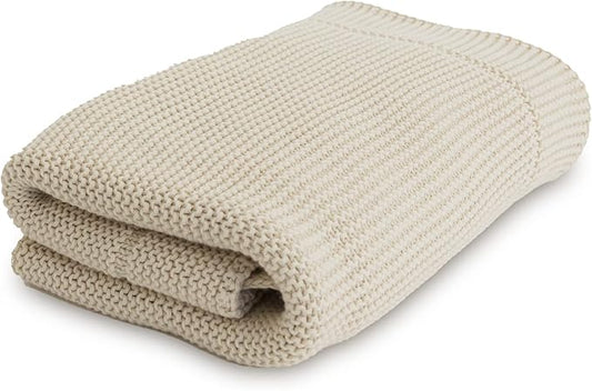 Natemia 100% Organic Cotton Knitted Baby Receiving Blanket for Newborn, Infant & Toddler – Ultra Soft 30" x 40" Crib, Stroller & Nap Time Cover for Boys and Girls – Baby Cotton Blanket