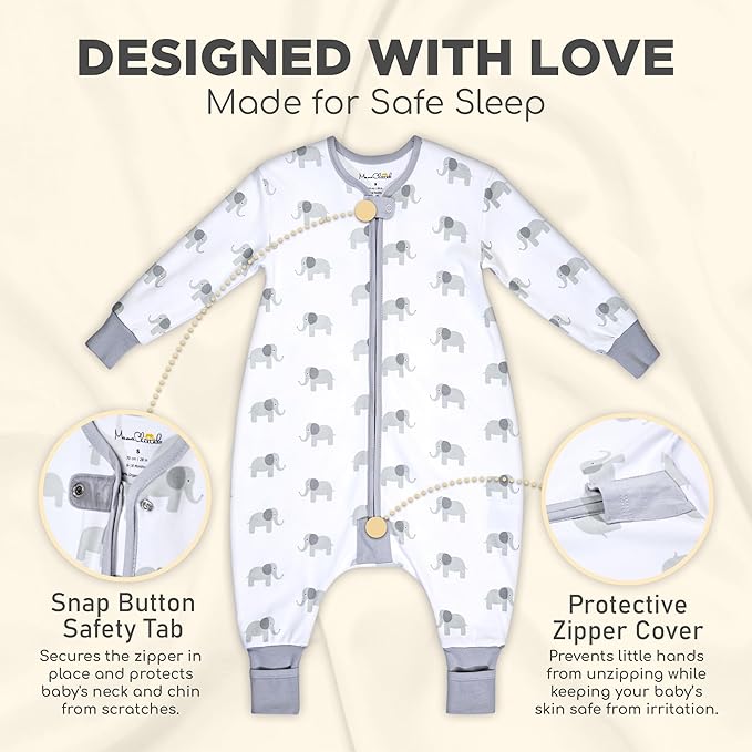 Mama Cheetah Toddler Sleep Sack with Feet, Long Sleeve 0.5 TOG Organic Cotton Baby Sleeping Bag with Legs, Wearable Blanket for Walkers w/ 2-Way Zipper, Toddler Blanket for Girls & Boys 4-5T