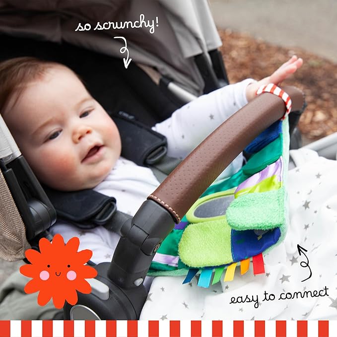 Follies The Sensory Garden Baby Stroller and Tummy Time Toy - Portable Baby Toy - Crinkles, Mirror & Textures, Montessori-Inspired Infant Toy, Washable & Non-Toxic