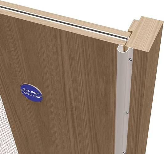 Fingersafe Commercial Door Finger Pinch Guard | Premium Pull-Side Door Hinge Stopper | Finger Pinch Door Guard for Kids and Adults Saftey | Baby Finger Pinch Protector for Doors - (Almond, 80")
