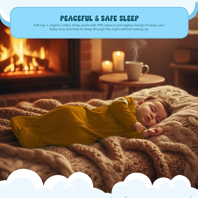 Babysoy Long Sleeve Wearable Blanket Sleep Sack, Infant to Toddler Sleeping Bag, Choose from size 0-24 Months