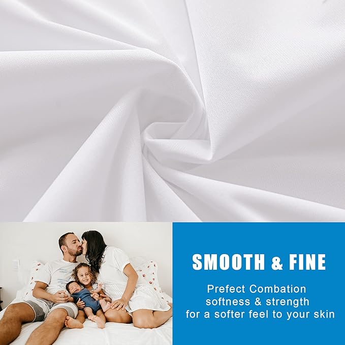 2 Pack Mattress Protector King Size 100% Waterproof Fitted Mattress Cover, Breathable Noiseless & Machine Washable Bed Cover Deep Pocket from 5" to 21", Bed Protector for Pets Kids Adults -Vinyl Free
