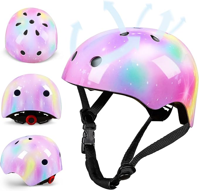 FIODAY Kids Helmet Knee Pads for Kids Unicorn Knee and Elbow Pads Wrist Guards Adjustable Protective Gear Set for Girls Boys Sports Skateboard Inline Skating Scooter