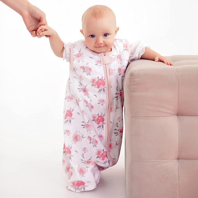 Baby Sleep Sack 1.0 TOG, Organic Cotton Baby Wearable Blanket with Two-Way Zipper, Swaddle Transition Baby Sleeping Bag, All-Season Sleep Sack for Newborn Infant Toddler Boy Girl, 0-6 Months, 1-Pack