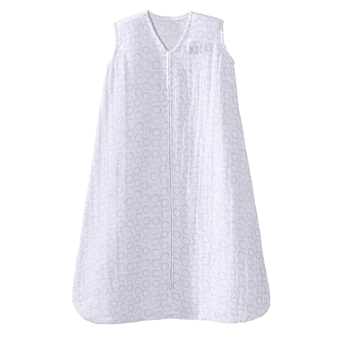 HALO 100% Cotton Muslin Sleepsack Wearable Blanket, TOG 0.5, Circles Grey, Medium