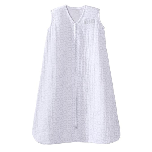 HALO 100% Cotton Muslin Sleepsack Wearable Blanket, TOG 0.5, Circles Grey, Medium