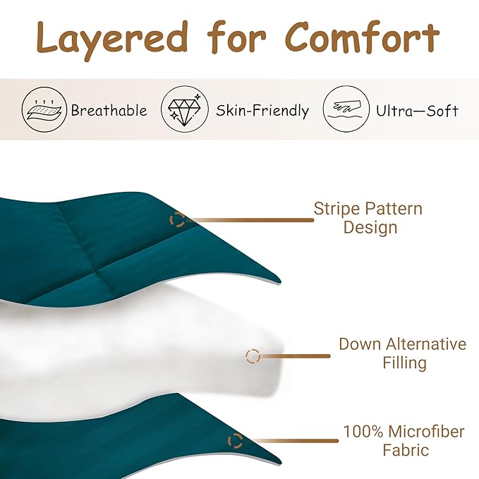 ZPECC Toddler Down Alternative Comforter, 39x47 Hypoallergenic Baby Blanket Quilt, Soft Breathable Lightweight All Season Kids Duvet Insert for Crib Stroller Cot Daycare, Teal