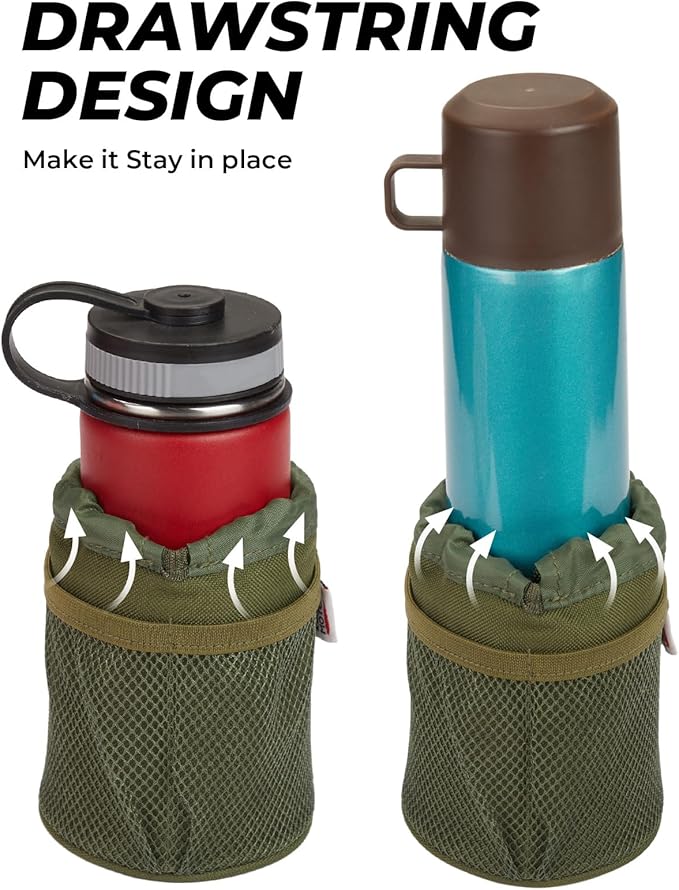 KEMIMOTO Motorcycle Cup Holder, Oxford Fabric Motorcycle Drink Holder with 0.6"-1.5" Alligator Clamp, Universal Water Bottle Cup Accessories for Bike, ATV/UTV, Scooter, Boat, Walker, Army Green