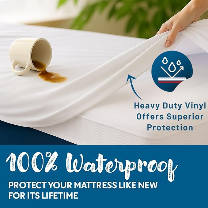 Guardmax Heavy Duty Vinyl King Zippered Mattress Encasement - Waterproof & Breathable Mattress Protector - Comfortable, Soft, and Noiseless Zippered Bedding - Dust Mite Proof (78 x 80 x9)