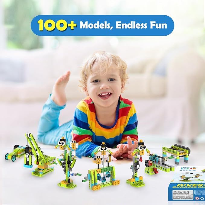 makerzoid Building Robot Kit, 370+ Educational DIY Building Blocks, 100+ Models STEM Robot Toy for Kids Ages 6+, Birthday Christmas Graduation Gift for Boys Girls