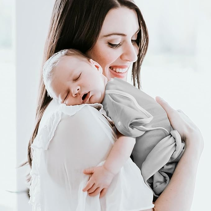 2-Pack Baby Swaddle Sleep Sack 0-3 Months - Arms Up Transitional Swaddle for Newborns, Baby Sleep Sack with Cuff Removable & 2-Way Zipper, Gray Stars Design