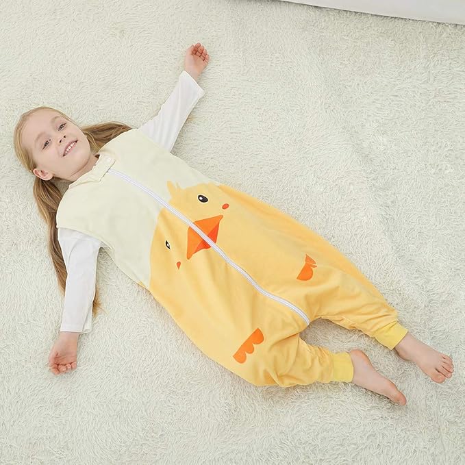 MICHLEY Toddler Sleeping Sack with Feet Newborn Infant Sleeveless Sleeping Bag 2-way Zipper Baby Wearable Blanket for Walkers,Duck,3-5T