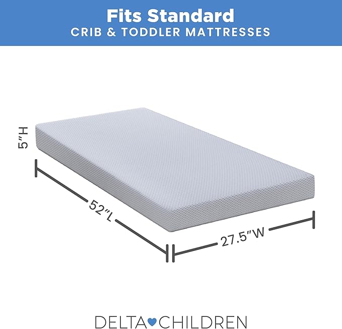 Delta Children Breathable Crib Mattress Pad Cover - 100% Breathable Mattress Pad Cover for Cribs - Elastic Edges for Secure, Universal Fit - Machine Washable - 1 Pack, Blue
