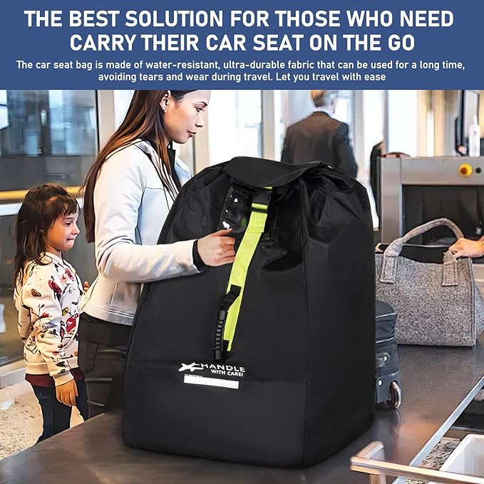 LASUK Car Seat Travel Bag for Airplane - Fits Infant Car Seats, Convertible Car Seats, Booster Seats, Car Seat Bases - for Worry-Saving, Effortless and Safe Travel