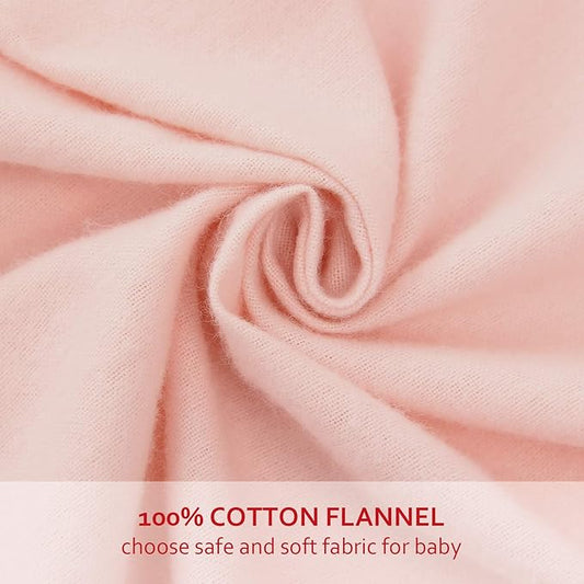 Flannel Crib Sheet for Girl, 100% Cotton Flannel, Heavenly Soft Fitted Crib Sheet for Standard Crib (28" X 52") and Toddler Mattresses Warm, Pink