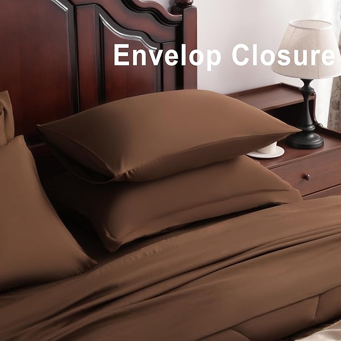 NTBAY Queen Comforter Set with Sheets, 7 Pieces Soft and Breathable Queen Bedding Set, Bed in a Bag, Down Alternative Comforter Set Solid Color All Season, Queen Bedding Set, Brown