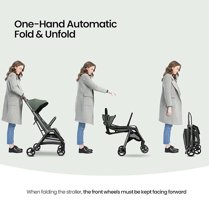 MAMA & BABY Packa Compact Travel Stroller – Lightweight, One-Hand Auto Folding, Portable & Lie-Flat Baby Stroller, Newborns and Toddlers Stroller with UPF 50+ Canopy & Mesh Ventilation