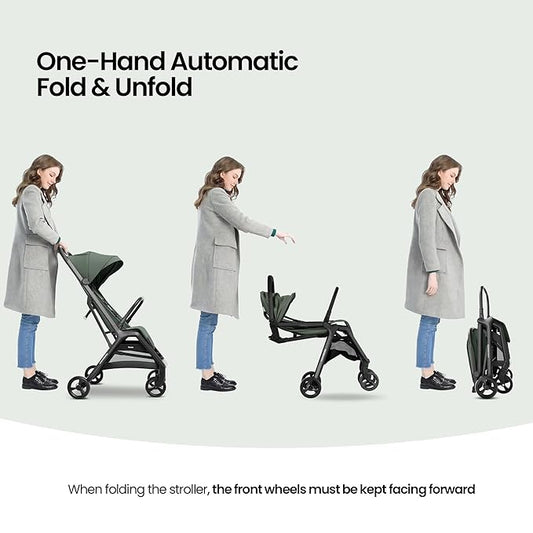 MAMA & BABY Packa Compact Travel Stroller – Lightweight, One-Hand Auto Folding, Portable & Lie-Flat Baby Stroller, Newborns and Toddlers Stroller with UPF 50+ Canopy & Mesh Ventilation