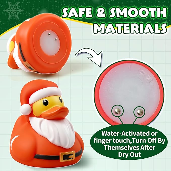Christmas Light Up Bath Toys,Rubber Ducks Toddler Bath Toys for Kids,Christmas Bathtub Toys Present for Boys Girls Party Favors Decor