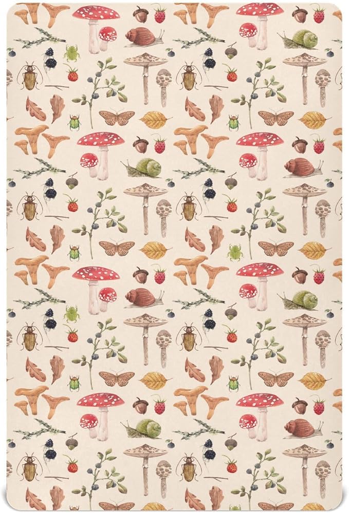 Fitted Crib Sheets for Baby Boys or Girls Soft Breathable Baby Play Yard Sheet for Standard Size Crib Mattress 52x28in Watercolor Safari Mushroom