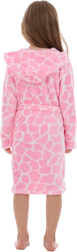 Toddler Robes Cute Pattern Bathrobe Unisex Kids Robe Baby Flannel Hoodie Pajamas Sleepwear
