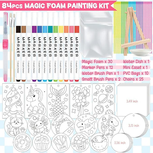 Cocostar Magic Foam Texture Painting Kit - 84pcs Arts and Crafts for Girls 4-6-8-10, Puffy Magic Paint Set, Kids Paint by Number, 3D Art Craft for Kids - Ideal Gifts for Girls 4 5 6 7 8 9 10