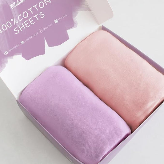Bassinet Sheets Fit for Jimglo 3 in 1 Baby Bassinet, Mika Micky and Nordmiex Bedside Sleeper Bedside Crib,100% Cotton, 2 Pack, Ultra Soft Bassinet Sheet, Pink and Violet