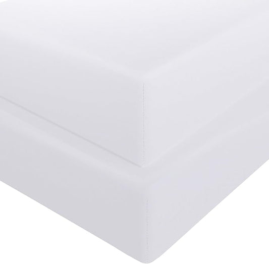 FLXXIE 2 Pack Microfiber Fitted Crib Sheets, Super Soft and Cozy Toddler Fitted Sheets for Standard Crib and Toddler Mattresses, 28x52, White