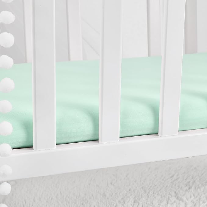TILLYOU Baby Bassinet Sheets for Girls Boys, Fit for Hourglass Oval Rectangle Bassinet Mattress Sheets, 33”X16”, 2 Pack Gray and Green