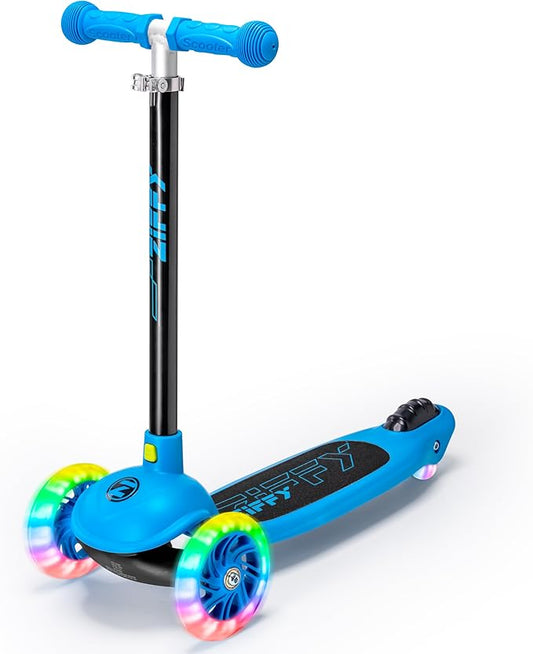 ZIFFY Multicolor 3 Wheel Scooter for Kids 3-5, Toddler Kick Scooters with LED Light-Up Wheels for Boys and Girls, 5 Adjustable Height and Lean-to-Steer Design, Support up to 110 lbs by JOVA