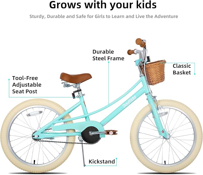 JOYSTAR Girls Bike for 2-12 Years Old Toddlers and Kids, 12" 14" 16" 18“ 20" Retro Style Kids Bike with Training Wheels, 18 20 Inch Children Bicycle with Kickstand