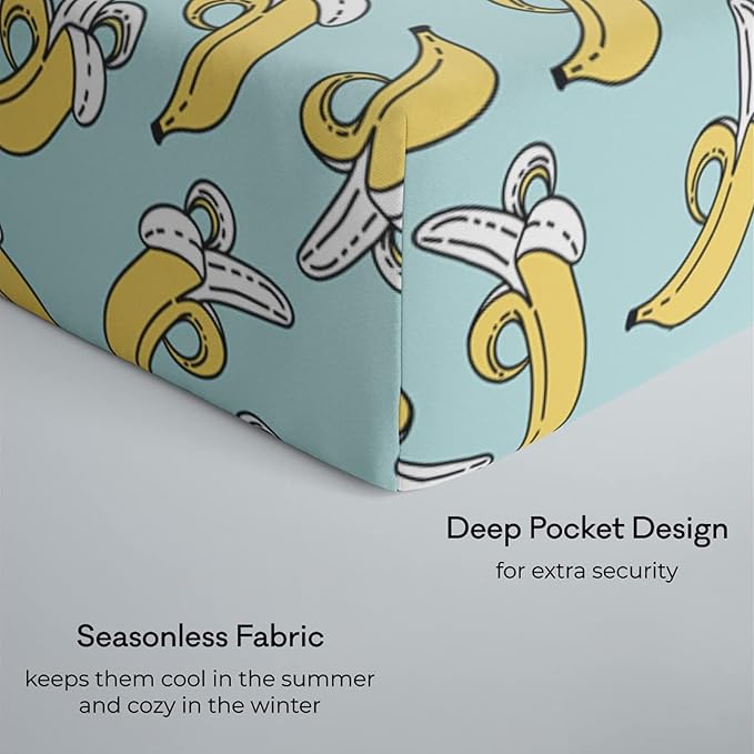 Little Sleepies Baby Crib Sheets, Buttery Soft Viscose from Bamboo Crib Sheets for Boys & Girls, Toddler Bed Sheet, Standard Crib Mattress Sheet, Super Stretchy & Elasticized (Bananas)