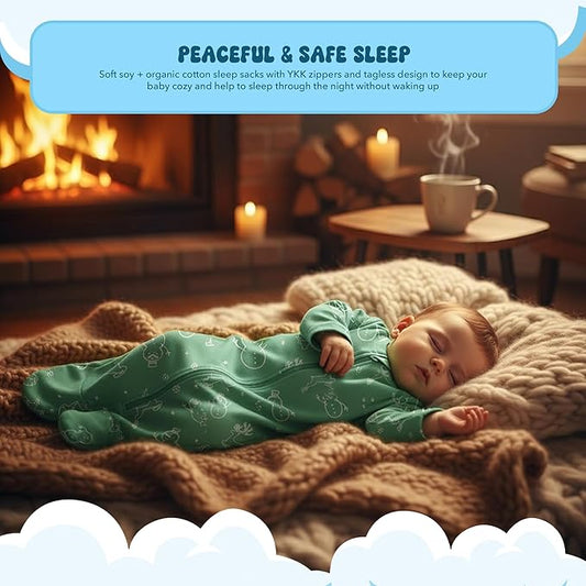 Babysoy Long Sleeve Wearable Blanket Sleep Sack, Infant to Toddler Sleeping Bag, Choose from size 0-24 Months