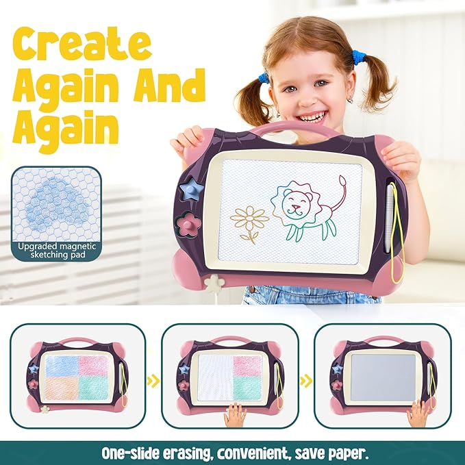 Daisiki Magnetic Drawing Board, Toddler Toys for Age 1 2 3 Boys Girls, Toddler Drawing Board, Birthday Easter Christmas Halloween Kids Toy Gifts for Boys and Girls