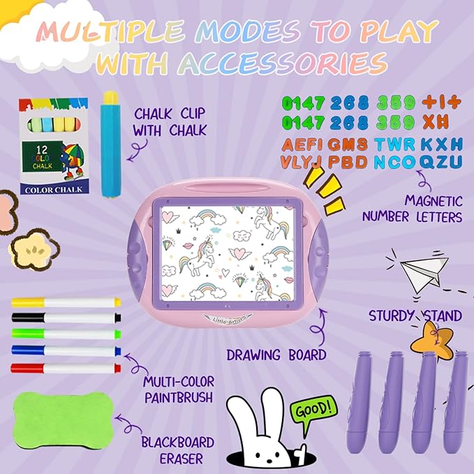 Gifts for 1-2 Year Old Girls,Toddlers Toys with Magnetic Letters and Numbers, Art Easel for Kids 1 2 Year Old, Girl Birthday Christmas Gifts (Purple)