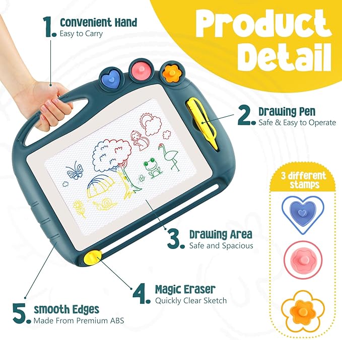 Daisiki Magnetic Drawing Board, Toddler Toys for Age 1 2 3 Boys Girls, Sketch Pad, Birthday Easter Christmas Halloween Kids Toy Gifts for Boys and Girls