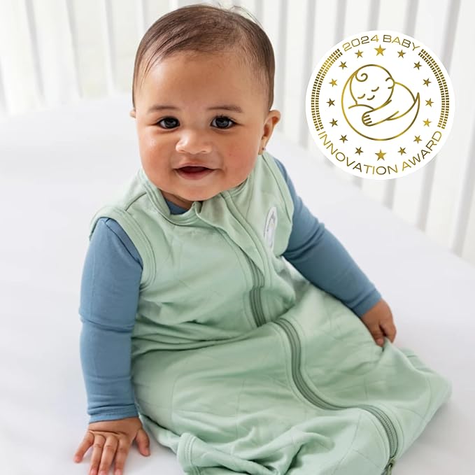 Dreamland Baby Lightweight Bamboo Viscose Sleep Sack (6-12 Months). 1.0 TOG Ultra Soft Blanket w/ 2-Way Zipper. 95% Viscose, 5% Spandex (Sage). Mom-Owned US Business, Premium Materials