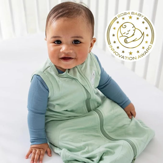 Dreamland Baby Lightweight Bamboo Viscose Sleep Sack (6-12 Months). 1.0 TOG Ultra Soft Blanket w/ 2-Way Zipper. 95% Viscose, 5% Spandex (Sage). Mom-Owned US Business, Premium Materials