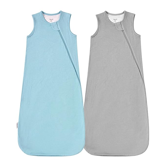 Supersoft Rayon Made from Bamboo Sleep Sack 18-24 Months 0.5 Tog Lightweight Toddler Sleep Sack 2t Baby Wearable Blanket with 2-Way Zipper Summer Unisex Sleeping Bag for Babies (2 Pack) Blue & Gray