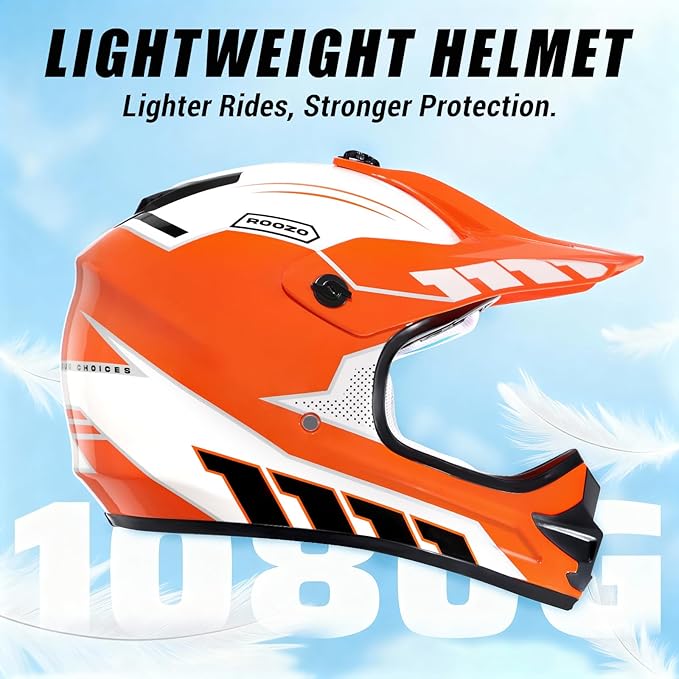 Youth Dirt Bike Helmet DOT Certified - Full Face Motorcycle Helmet for Off-Road, ATV, Street Riding, Includes Adjustable Goggles & Protective Gloves