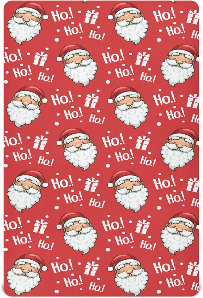 Christmas Santa Hohoho Crib Sheets Soft Breathable Fitted Baby Crib Sheets Mattress Cover for Girl Boy, 52" x 28" x 9"